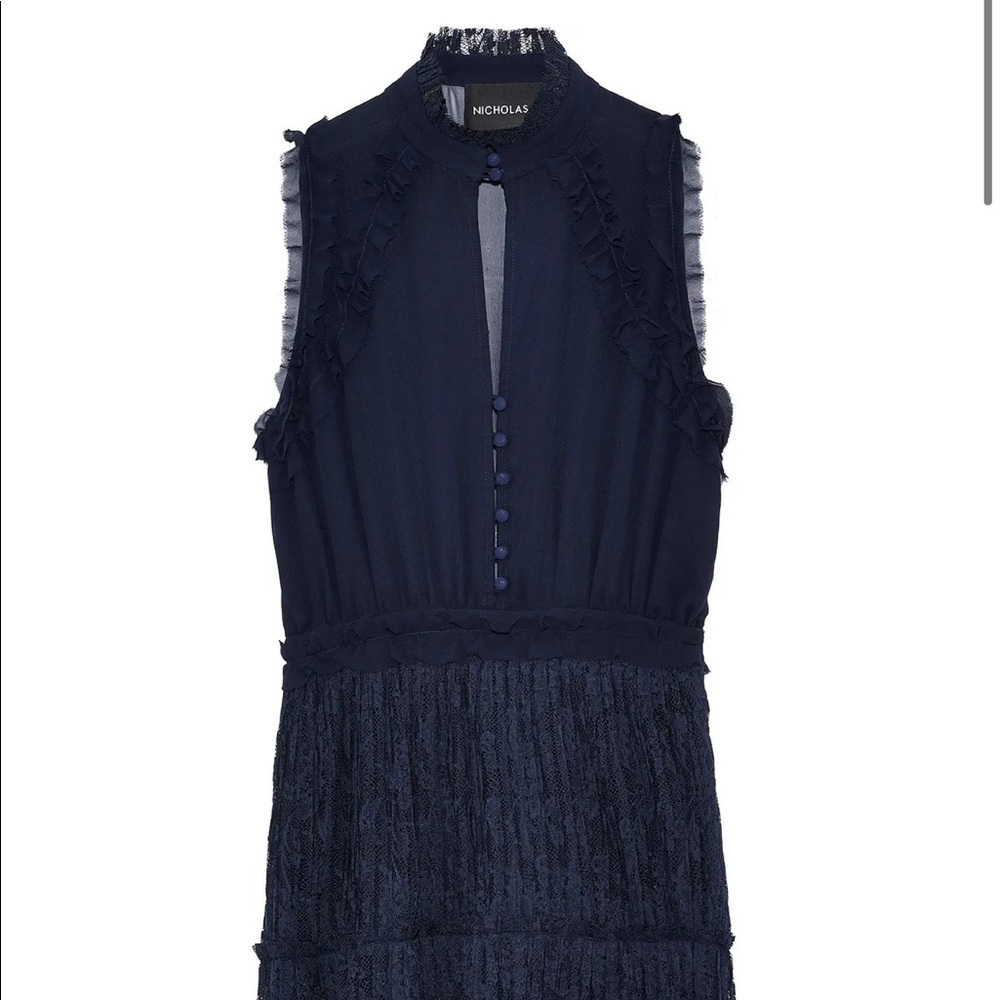Nicholas Ruffle-trimmed Silk And Lace Mini Dress - Picture 3 of 4